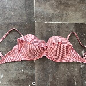 Red and White Striped Bikini Top